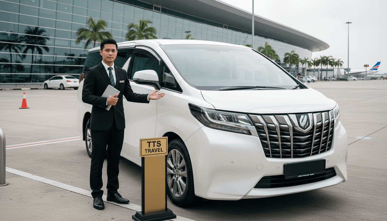 Professional driver checking vehicle at KLIA airport terminal
